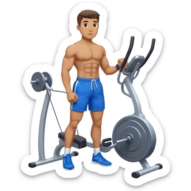 standing fit man with blue shorts cable-machine-exercise sticker