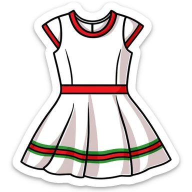 fashionable dress with red and green stripes sticker