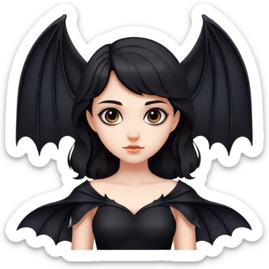 girl with bat wings in black dress sticker
