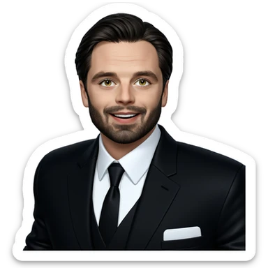 smiling boy in black jacket sticker