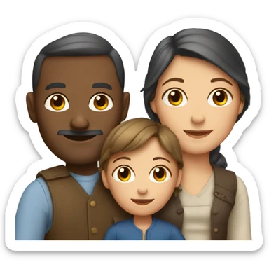 a french family with 2 parents and 2 children sticker