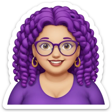  glassess and purple curly long haired fat girl earrings beautiful sticker