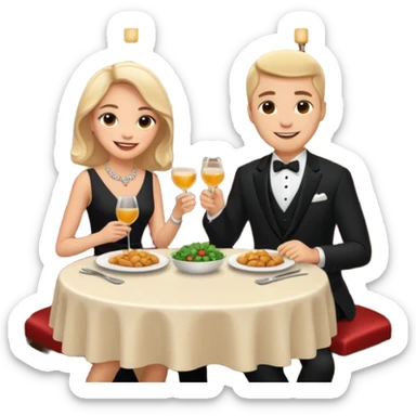 ligth couple having dinner at a restaurant full body sticker