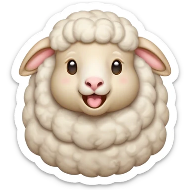 Cinematic Cute Yawning Sheep Portrait Emoji, Head tilted slightly with a dramatic, wide-open yawn, showcasing a soft, downy white fleece with gently drooping ears, round gentle eyes barely open in drowsy contentment, Simplified yet irresistibly adorable features, highly detailed, glowing with a soft, cozy glow, high shine, relaxed yet expressive, stylized with a touch of whimsical charm, bright and endearing, soft glowing outline, capturing the essence of a sleepy yet affectionate sheep, so drowsy it feels like it could stretch out of the screen and curl up for a nap! sticker
