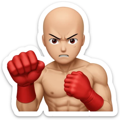 Angry Saitama with his red giant hand punching (just punch), no-face sticker