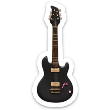 Black guitar with a thin coquette pink bow  sticker