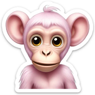 pastel pink monkey with bow by ears realistic  sticker