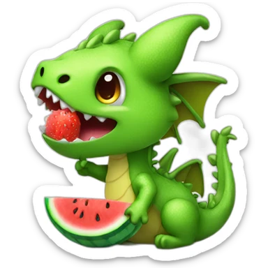 cute dragon eating watermelon sticker