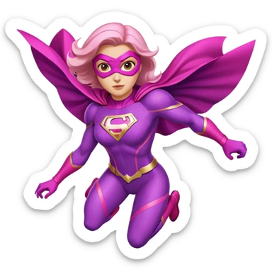 pink violet woman superhero flying sticker