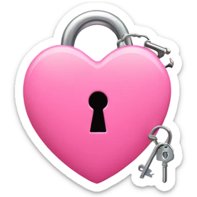 pink heart-shaped lock and key sticker
