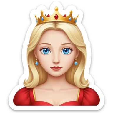 blonde queen blue eyes, red dress sticker