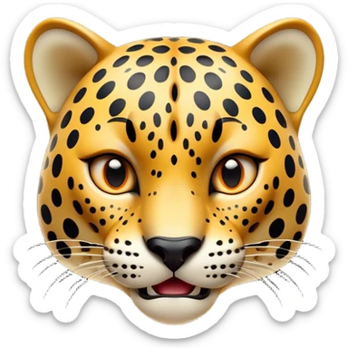 Cinematic Comical Jaguar Portrait Emoji, Head tilted dramatically with an exaggeratedly shocked expression, featuring a sleek, agile form with bold spotted patterns and wide, comically expressive eyes full of humorous disbelief, Simplified yet hilariously expressive features, highly detailed, glowing with a slightly sassy wild glow, high shine, dramatic yet playful, stylized with an air of quirky feline attitude, soft glowing outline, capturing the essence of a meme-worthy jaguar that appears ready to side-eye its way into viral fame instantly! sticker