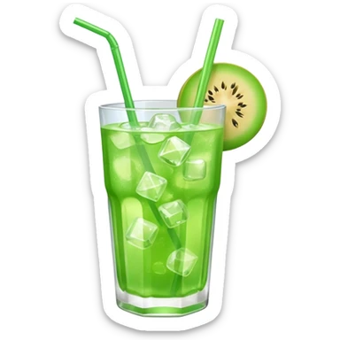 small cup of bright green melon soda with ice and a straw, no fruit sticker