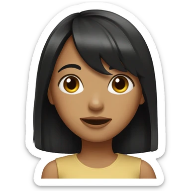 Girl with black hair and bangs, funny sticker