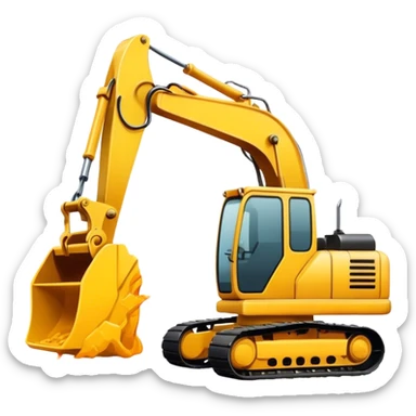 create a simple emoji of a yellow excavator with an explosion symbol near the bucket sticker