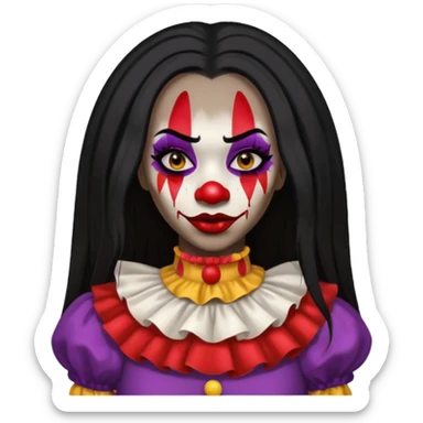 palhacinha sangrenta assassina pele negra de cabelo preto liso e longo  sticker