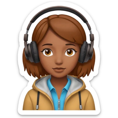 Une fille qui porte un casque écouteur  sticker