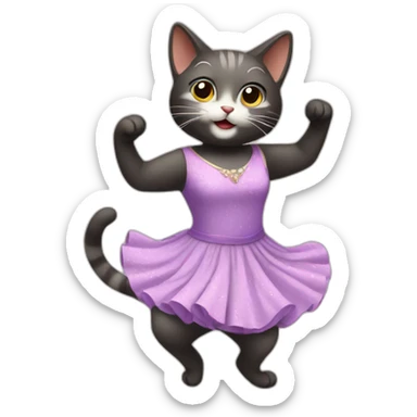 dancing cat in a dress sticker