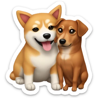 Shiba Inu and a dachshund hugging  sticker