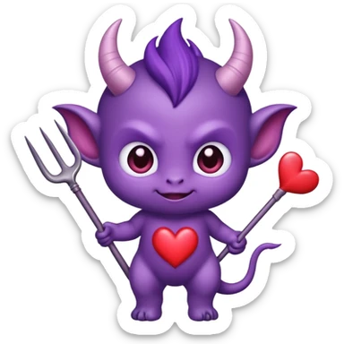 adorable baby demon with a tiny pitchfork and heart-shaped tail sticker