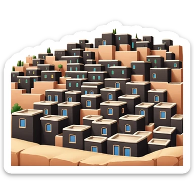 little city and many, small, ordinary, simple, home, Iranian-style, 1980  sticker