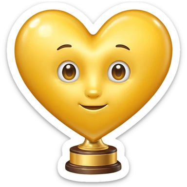 yellow heart with a trophy sticker