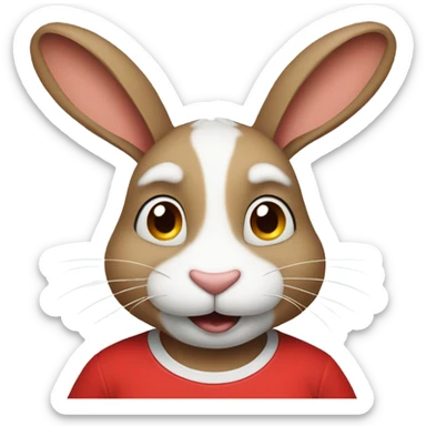 mid-age specialist rabbit in red t-shirt sticker