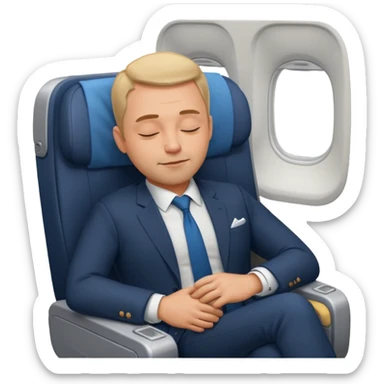 A handsome 45 year old man sleeping blissfully on an international flight. sticker