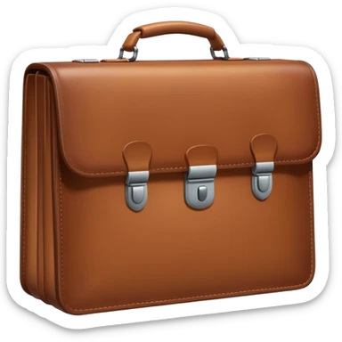 A highly detailed emoji in the Apple iOS style, featuring a briefcase, with smooth gradients, soft shadows, and a minimalistic yet modern look. The emoji should have a clean and professional aesthetic, suitable for a digital business card. sticker