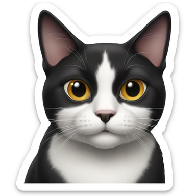 Black and white cat with a spot on the whiskers sticker