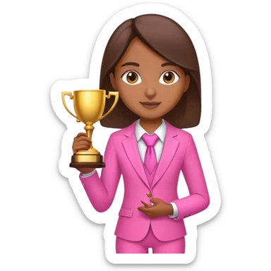Brune girl pink suit trophy sticker