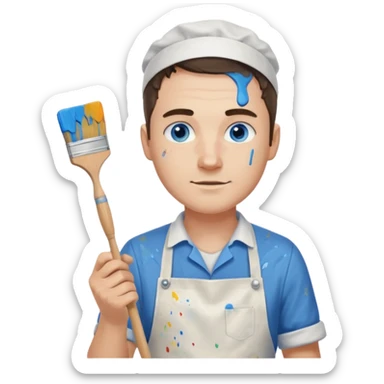 hold men blue eyes, apron painting sticker