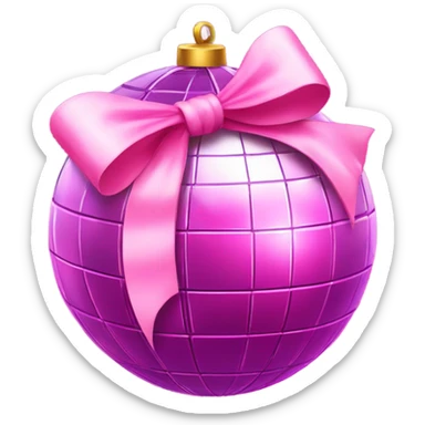 Disco ball with pink bow on top sticker