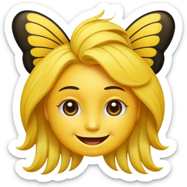 Emoji sourire avec un nœud papillon dans les cheveux sticker