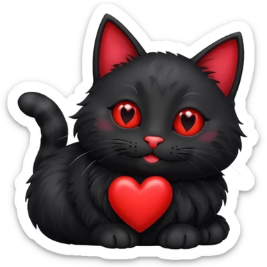 Magic cat with happy red heart with a late sticker
