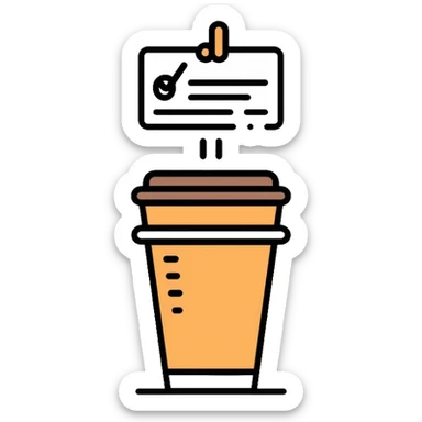 Coffee cup and checklist note connected by a paperclip, representing habit stacking concept sticker