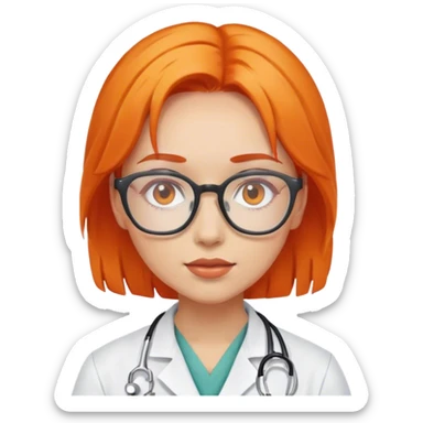 Girl doctor orange hair in glasses  sticker