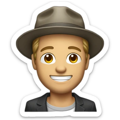 small businessman,Bucket Hat,smile, Brad Pitt, rings on his fingers sticker