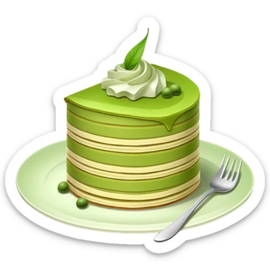 Matcha crepe cake with thin green tea layers sticker