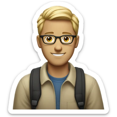 White student men with earpods and glasses sticker