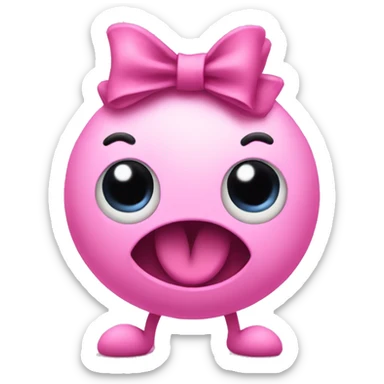 Scribble with eyes, a pink bow, and legs sticker