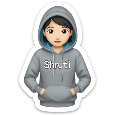 Make a hoodie with shruti written on it with exact spelling and only hoodie without model sticker