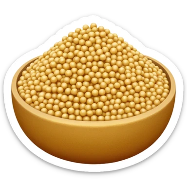 small mound of couscous, medium-grain, pale golden, uniform beads, fine and distinct, matte, slightly sandy, dry uncooked, soft lighting, emoji scale sticker