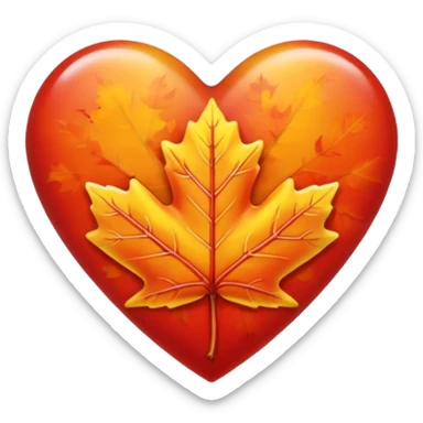 maple leaf heart for autumn sticker