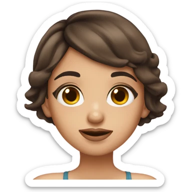 brunette girl with fair skin brown eyes blowing a kiss sticker