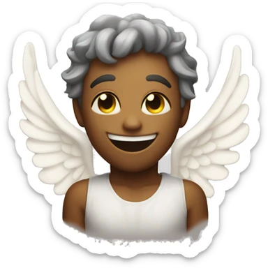 A gentle smile in a demon form shape with an angel halo sticker