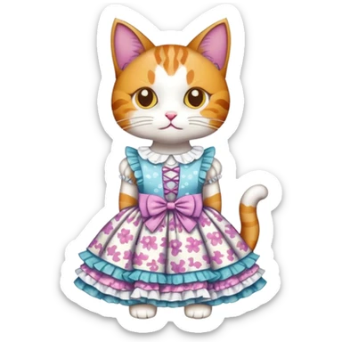 cat wearing a dress sticker
