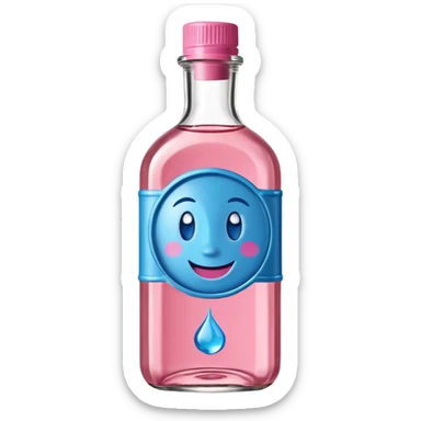 Smiling bottle of oil blue top pink outside with logo that says diddy oil sticker