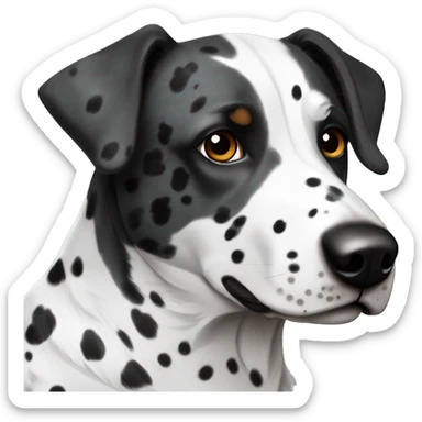 Blue heeler and German pointer with floppy ears black and white spots sticker