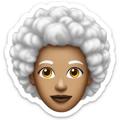 Can you make me an emoji that looks like a cyborg ruPaul with a white afro sticker